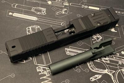 NOVA CNC Aluminum FI-style Model19 MK-1 Slide set for Tokyo Marui Model 19 GBB Series ( BK )