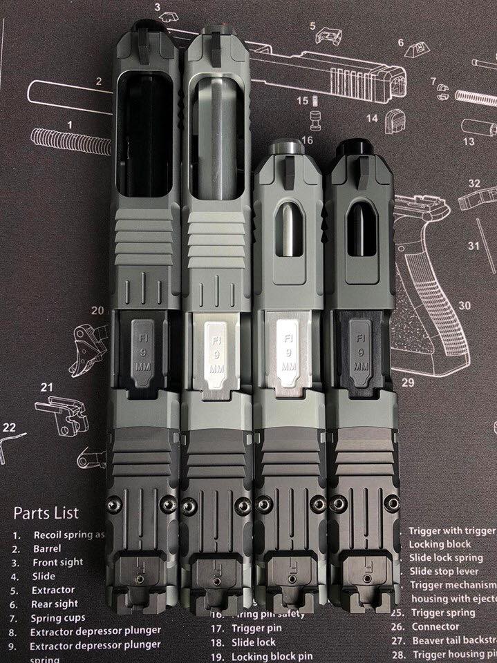 Nova FI Style 26 Aluminum Slide Set For Marui Model 26 GBB Series ( Titanium )-Titanium Grey