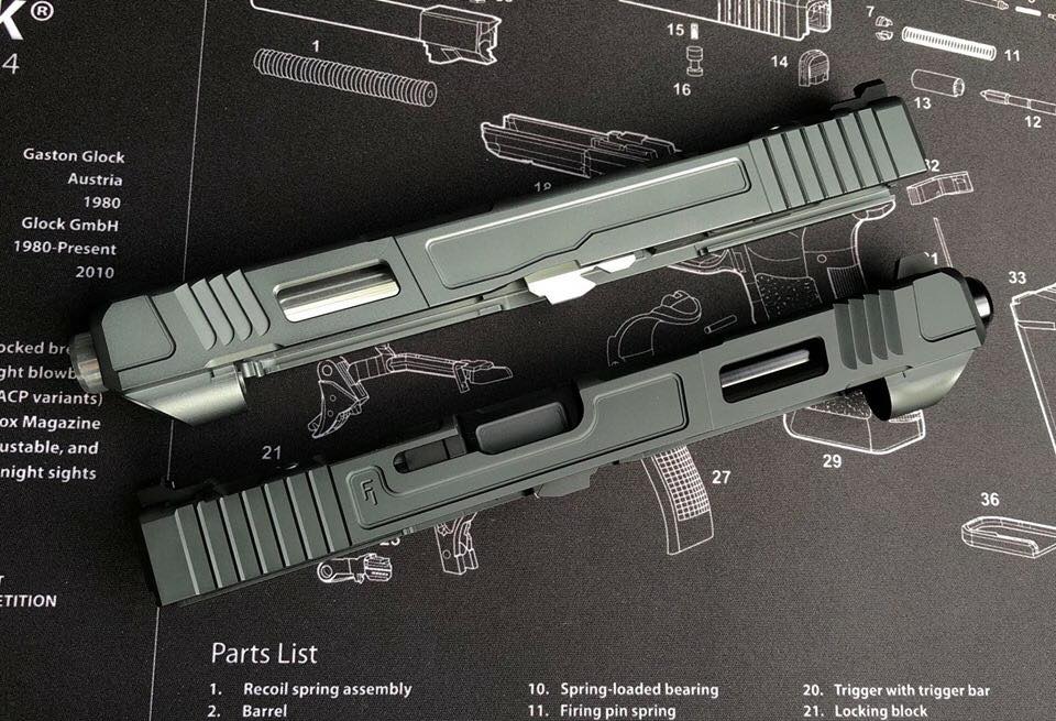 Nova FI Style 34 Aluminum Slide Set For Marui Model 17 GBB Series ( Titanium )-Titanium Grey