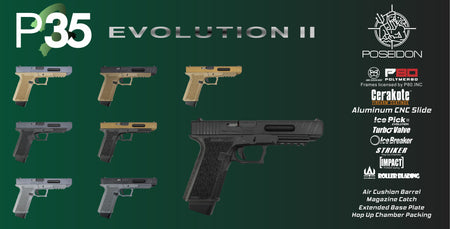 Poseidon P35 EVO 2 Airsoft GBB Pistol ( JDG Polymer80 Licensed P80 PF940V2 Airsoft Frame ) ( Cerakote Slide )-Grey-Black