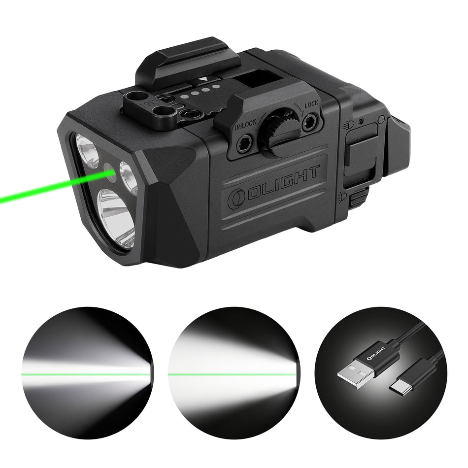 OLIGHT PL X GL 3-in-1 Rail-Mounted Tactical Weapon Light 1,200 Lumens ( Floodlight, Spotlight & Green Beam )