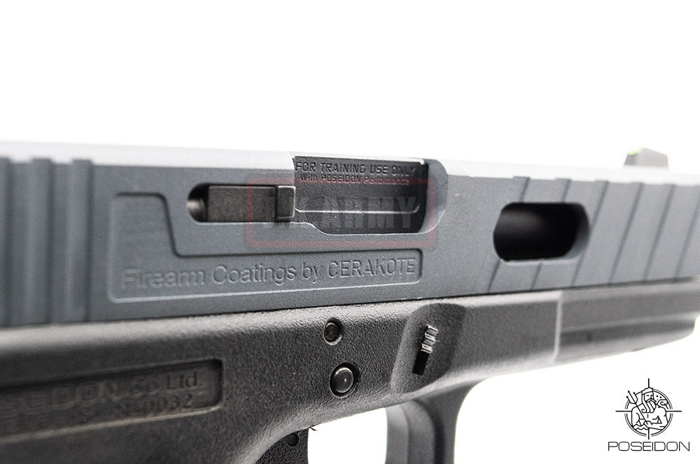 Poseidon P1.7 EVO MOD1 Cerakote Grey Metal Slide Airsoft GBB Pistol ( Black Frame )