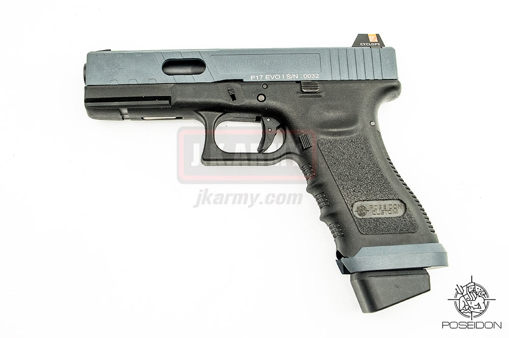 Poseidon P1.7 EVO MOD1 Cerakote Grey Metal Slide Airsoft GBB Pistol ( Black Frame )