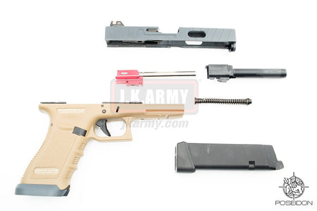 Poseidon P17 EVO MOD1 Cerakote Grey Metal Slide Airsoft GBB Pistol ( Tan Frame )