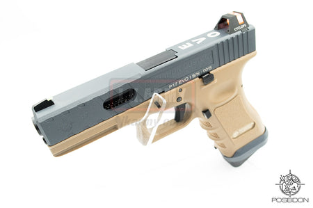 Poseidon P17 EVO MOD1 Cerakote Grey Metal Slide Airsoft GBB Pistol ( Tan Frame )