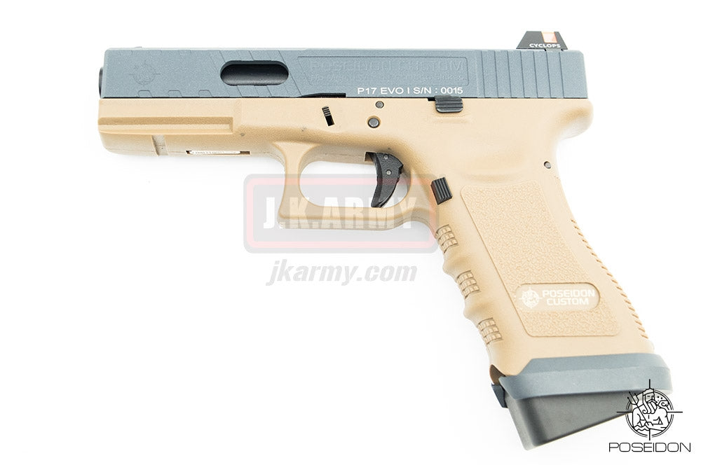 Poseidon P17 EVO MOD1 Cerakote Grey Metal Slide Airsoft GBB Pistol ( Tan Frame )