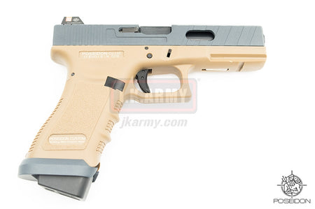 Poseidon P17 EVO MOD1 Cerakote Grey Metal Slide Airsoft GBB Pistol ( Tan Frame )