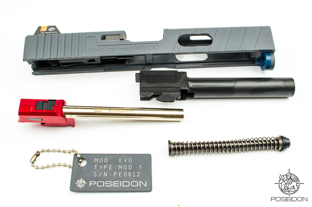Poseidon P1.7 EVO MOD1 Cerakote Grey Metal Slide Airsoft GBB Pistol ( Black Frame )