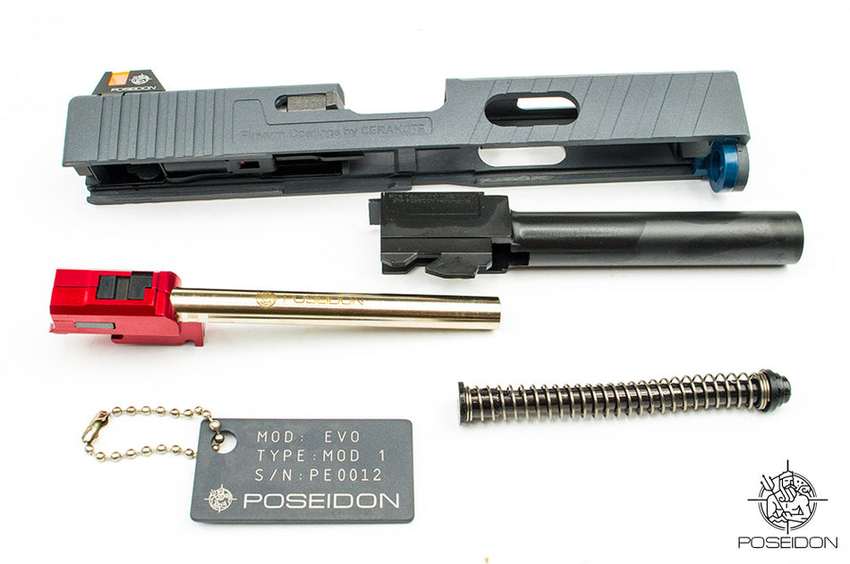 Poseidon P1.7 EVO MOD1 Cerakote Grey Metal Slide Airsoft GBB Pistol ( Black Frame )