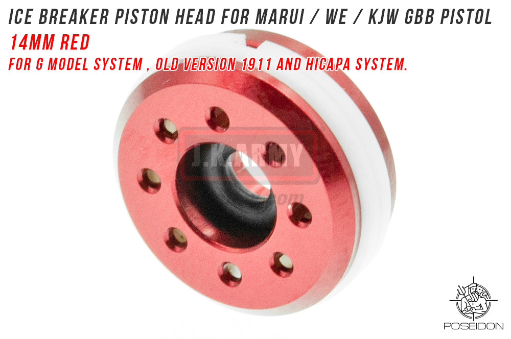 Poseidon ICE Breaker Piston Head 14mm Red With Valve Block Set  for WE / KJW GBB Pistol
