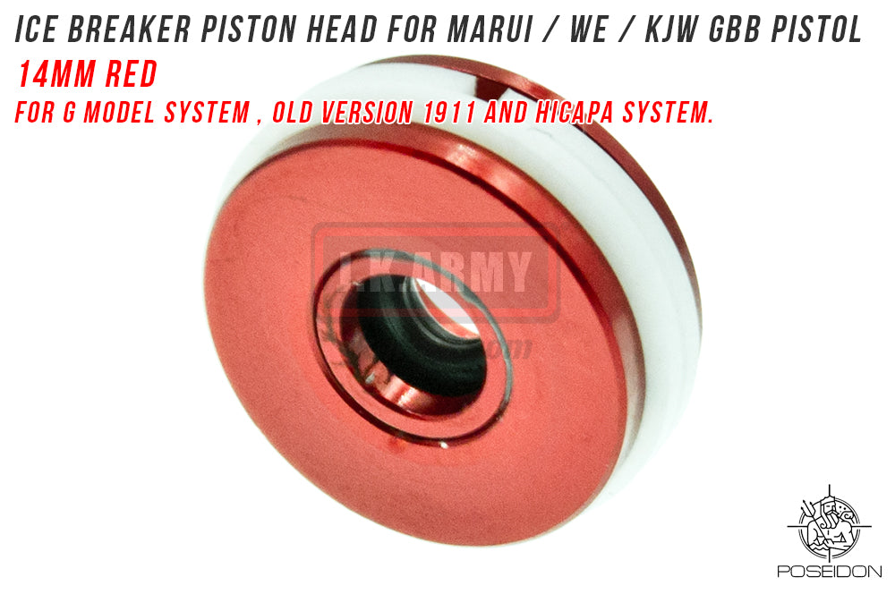 Poseidon ICE Breaker Piston Head 14mm Red With Valve Block Set  for WE / KJW GBB Pistol