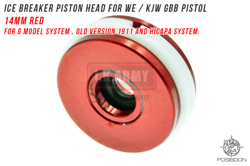 Poseidon ICE Breaker Piston Head 14mm Red With Valve Block Set  for WE / KJW GBB Pistol