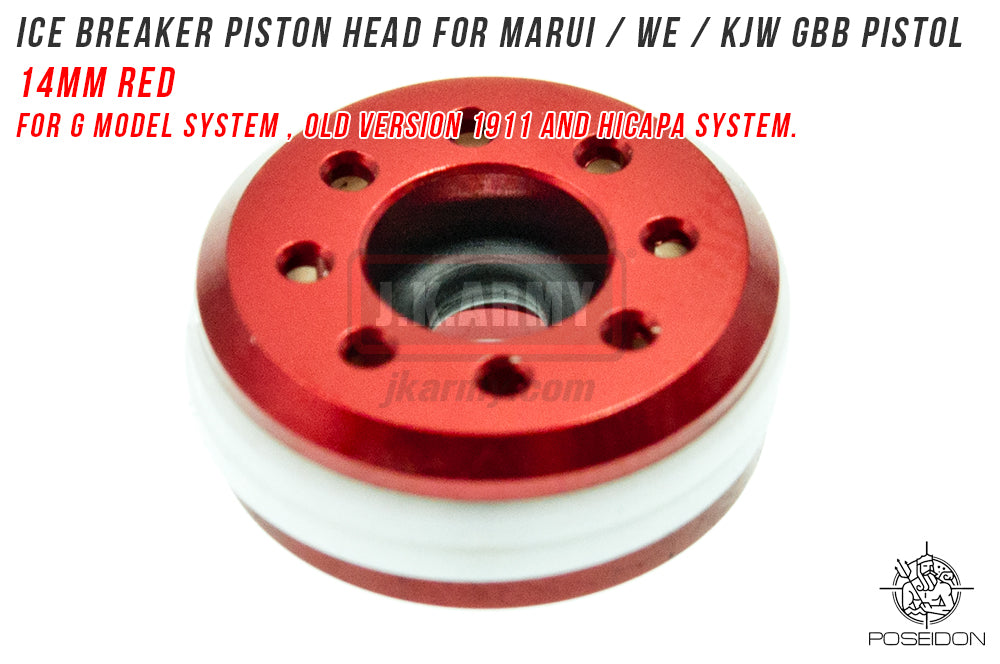 Poseidon ICE Breaker Piston Head 14mm Red With Valve Block Set  for WE / KJW GBB Pistol