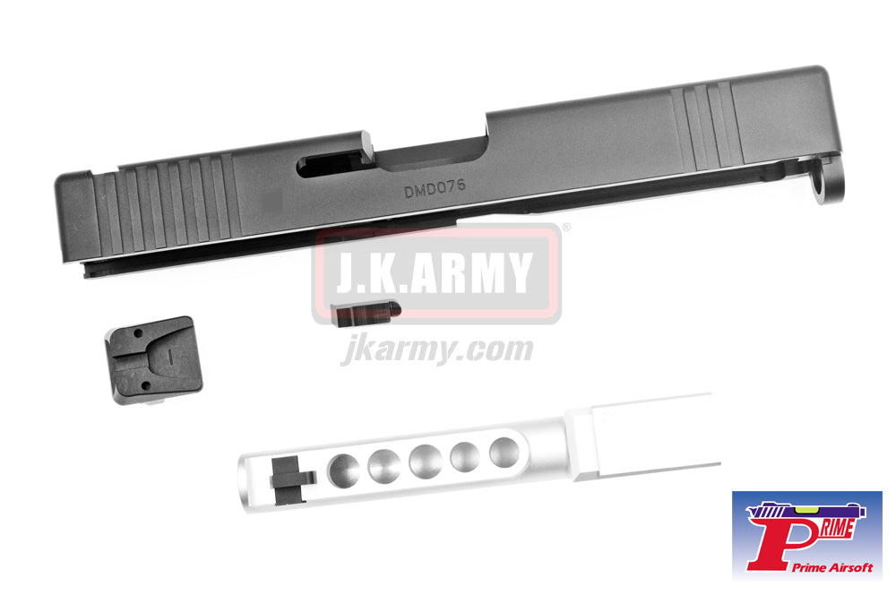 Prime BTC Style CNC Aluminum Slide with Barrel for Tokyo Marui Model 22 GBB Series - Black