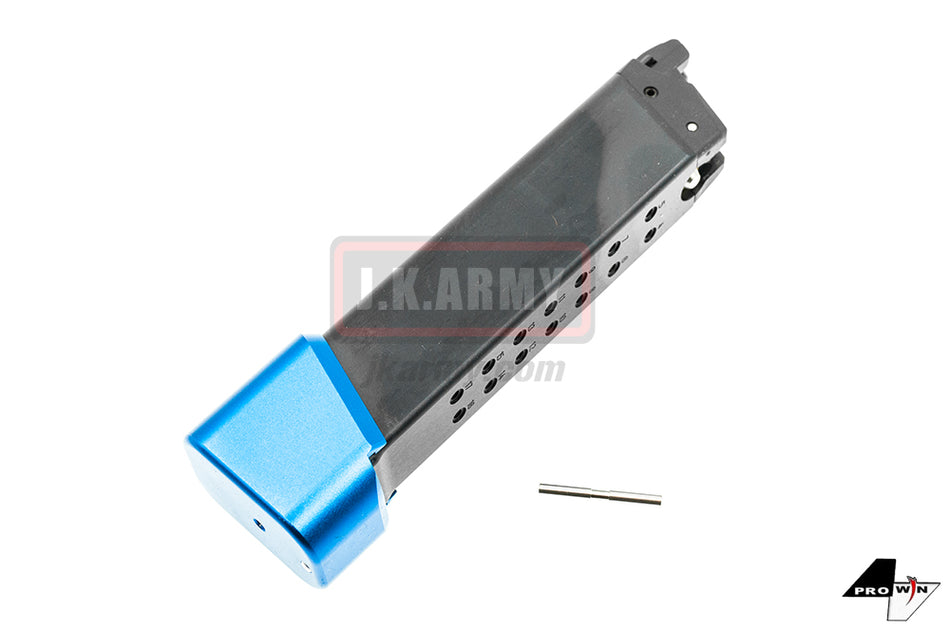 ProWin CNC 36Rds Magazine for Marui G Series GBB Model 17 1.8C 3.4 etc. ( STD 9mm 17RD+6RD Style ) ( Blue Base )