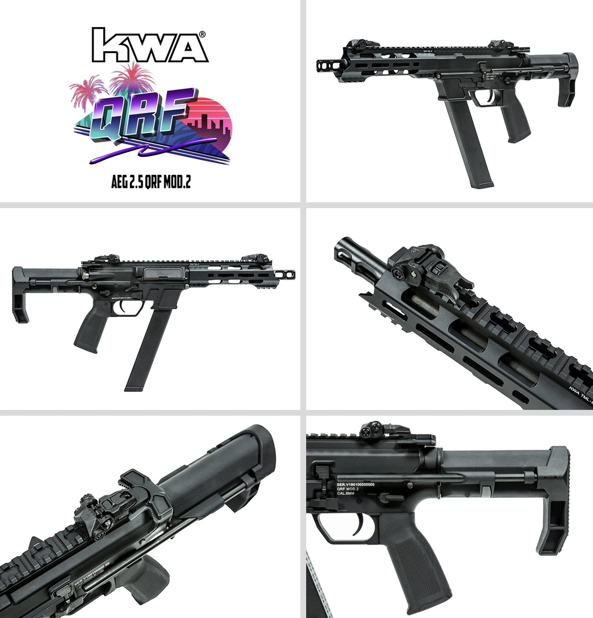 KWA QRF MOD.2 AEG 2.5 ( with Extra Free 120rd Magazine ) ( Black )