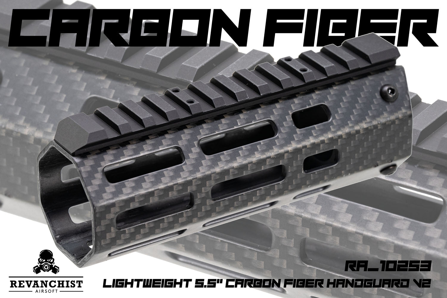 Revanchist V2 Carbon Fiber M-LOK Handguard Rail For Marui TM MWS GBBR Series 9.5 inch