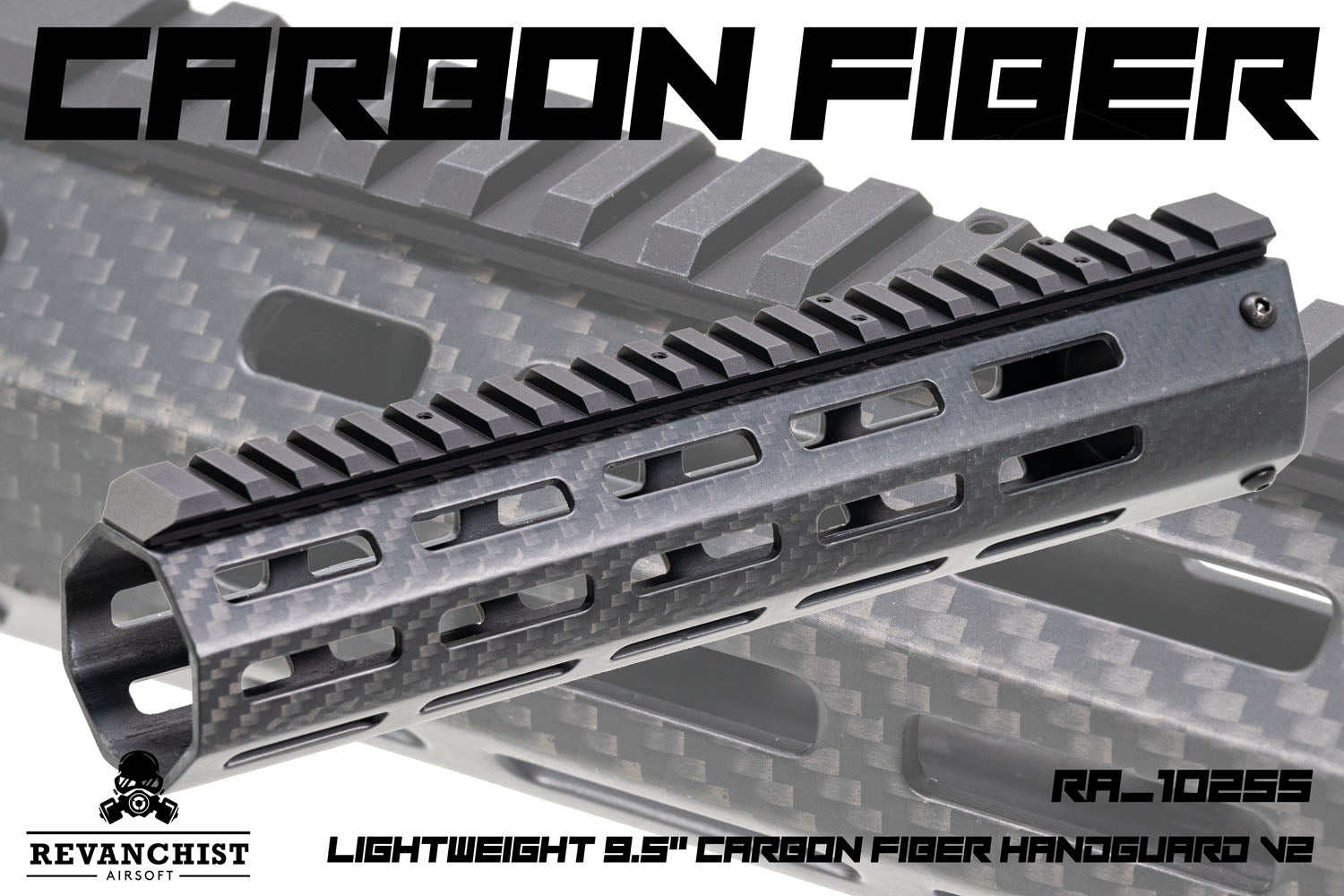 Revanchist V2 Carbon Fiber M-LOK Handguard Rail For Marui TM MWS GBBR Series 9.5 inch