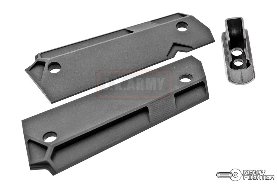 Ready Fighter AER Style 1911 Grip MOD 2 ( CNC 6061 Aluminum ) ( Black )