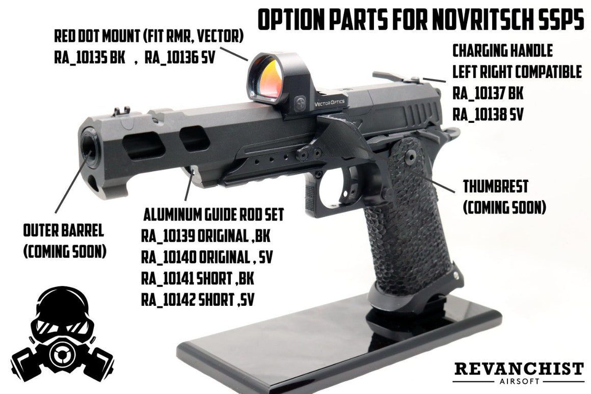 Revanchist Aluminum Guide Rod 120% Spring Set For Novritsch SSP5 GBBP ( 65% / 80% Lighter )-Short Length-Black