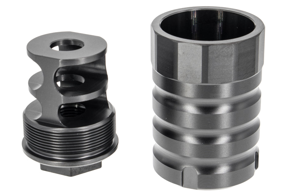 RGW X12 Style Airsoft Muzzle Brake w/ Blast Shield 14mm CCW