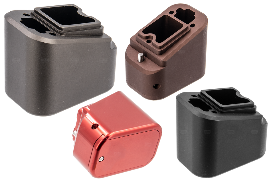 RGW T Style Magazine Extension For UMAREX / VFC Glock GBBP Airsoft Series ( Black / Bronze / Red / Grey )-Red