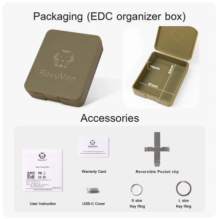 RovyVon Angel Eyes E1 Hybrid Keychain EDC Flashlight -Olive Drab