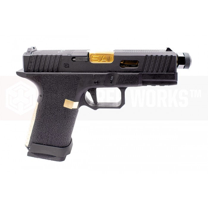 EMG SAI BLU Tier One 2.0 Compact GBB Pistol Airsoft ( Aluminum / Green Gas Type ) ( Gold & Black ) #SA-TO2001