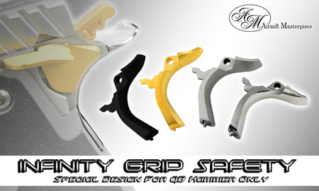 Airsoft Masterpiece AM Steel Grip Safety INFINITY QB For Tokyo Marui TM Hi-Capa / 1911 / MEU GBBP-Matte Silver