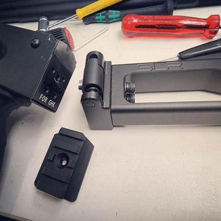 SLR Airsoftworks AK Billet Stock Assemble with Folding and Fixed Stock Adapters for GHK AK GBBR ( Receiver with Flat End Plate Versions Only )