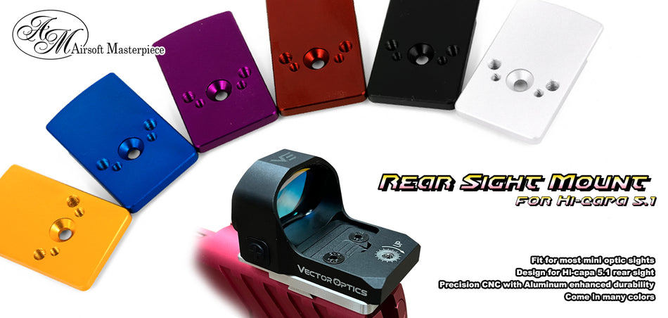 Airsoft Masterpiece AM Rear Sight Mount for Marui TM Hi-Capa GBBP Series-Grey