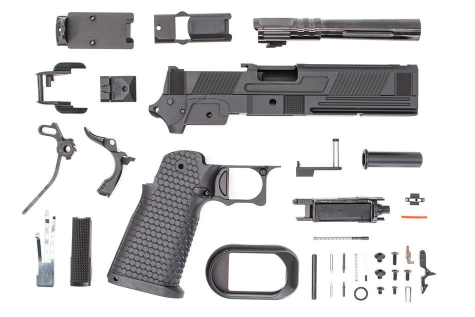 Toxicant FI Style V9 Slide Kit For Marui TM Hi-Capa GBBP Airsoft ( Black Slide ) ( Limited Edition )-TiN Gold Outer Barrel