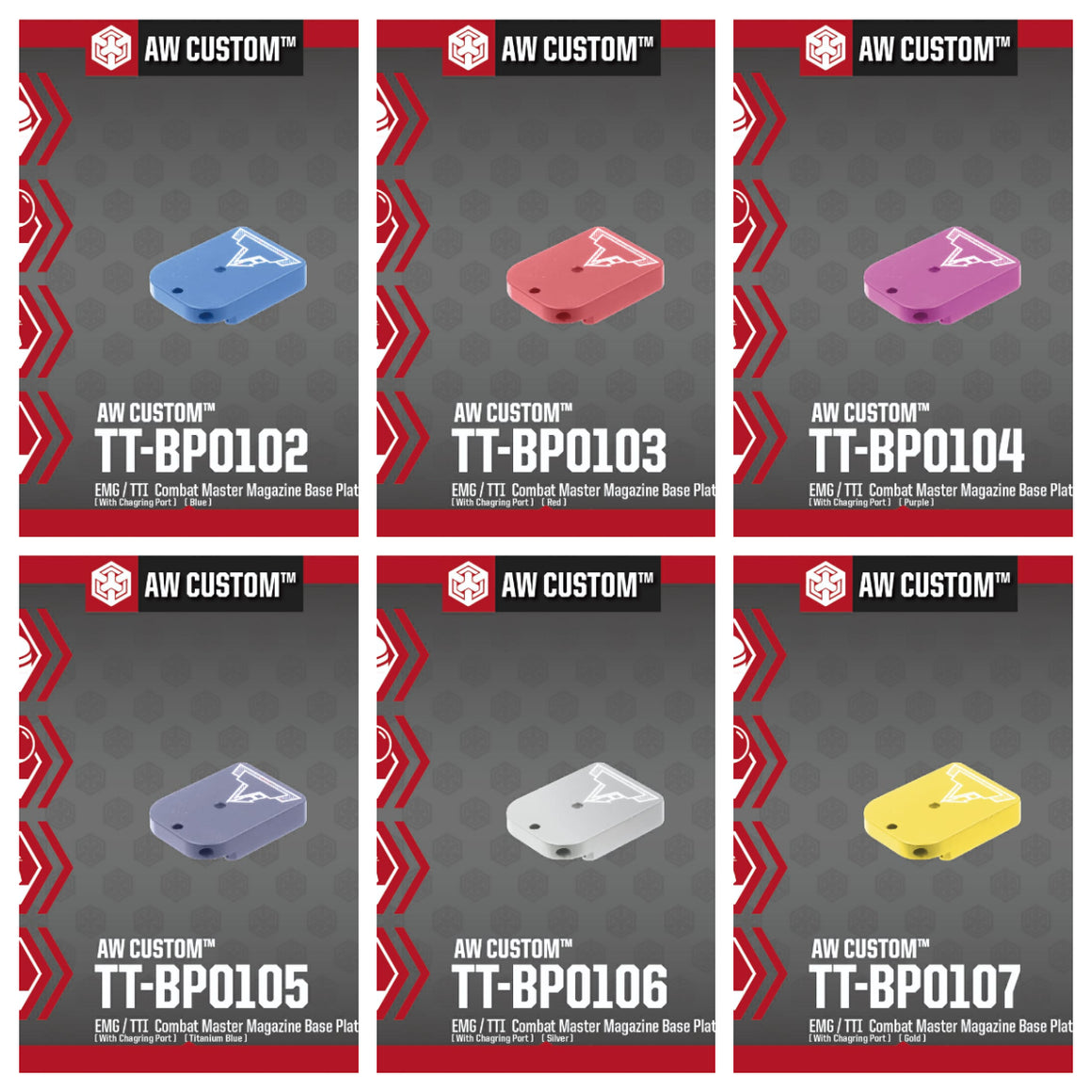 EMG / TTI Combat Master Magazine Base Plate for AW / WE / EMG TTI Hi-Capa Magazine ( With Charging Port / Gas Ver. ) ( AW )-Gold