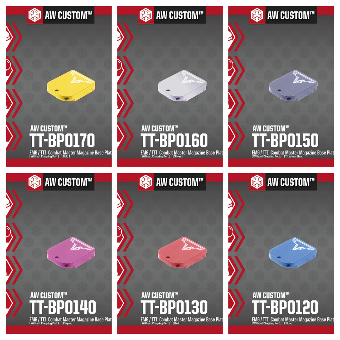 EMG / TTI Combat Master Magazine Base Plate for AW / WE / EMG TTI Hi-Capa Magazine ( No Charging Port / Co2 Ver. ) ( AW )-Gold