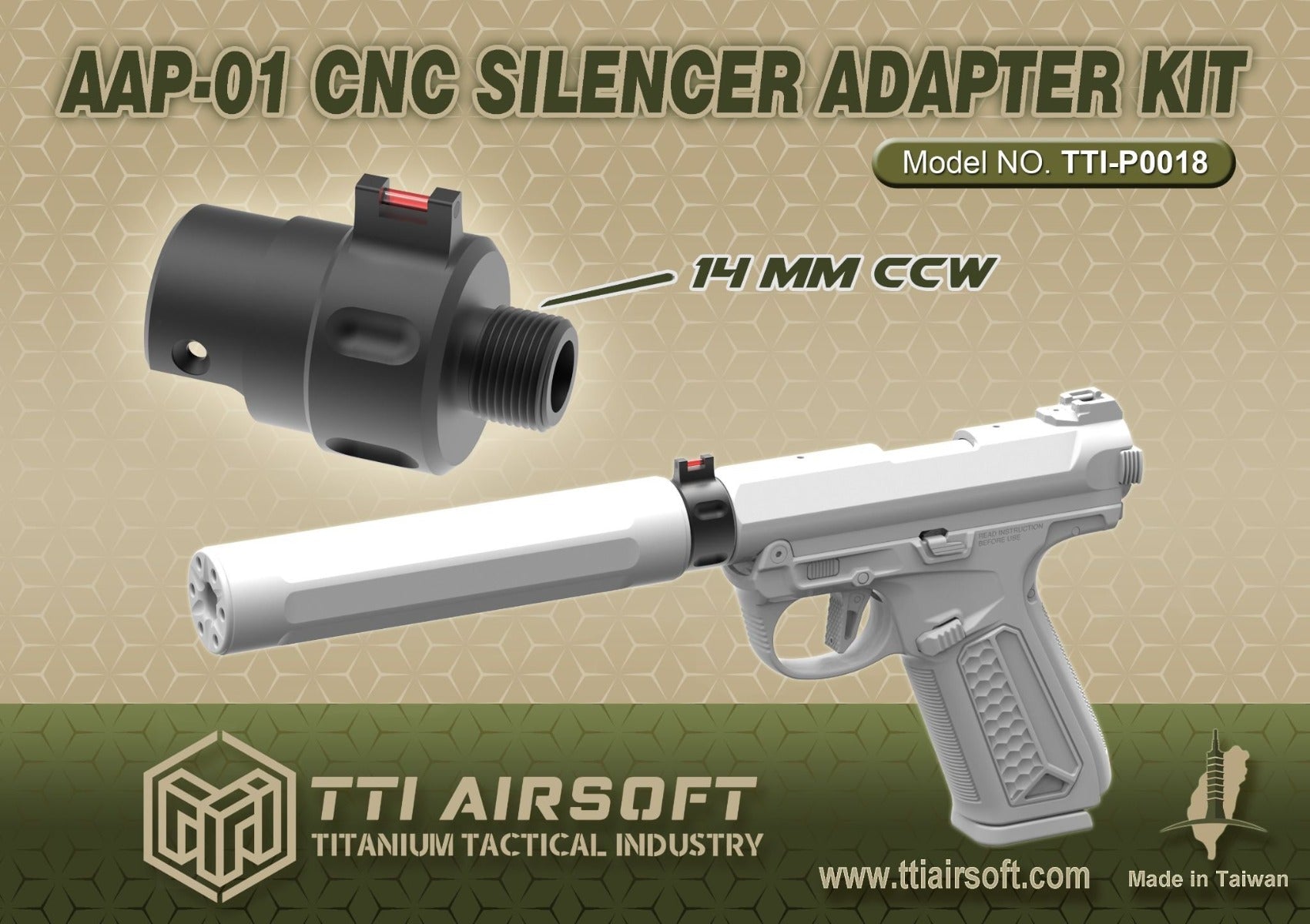 TTI Airsoft AAP01 CNC Dummy Suppressor Adapter Kit ( 14mm CCW ) ( AAP-01 )