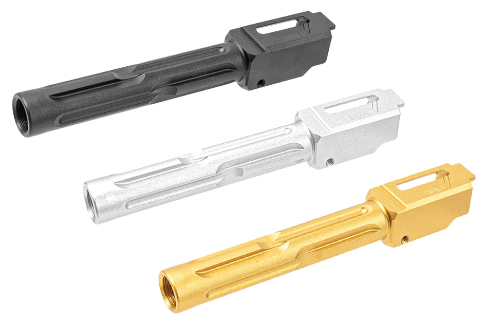 TTI Airsoft CNC Aluminum 11mm CW Threaded Fixed Outer Barrel Type B For Umarex / VFC Glock 17 Gen5 / G45 GBBP Series -Silver