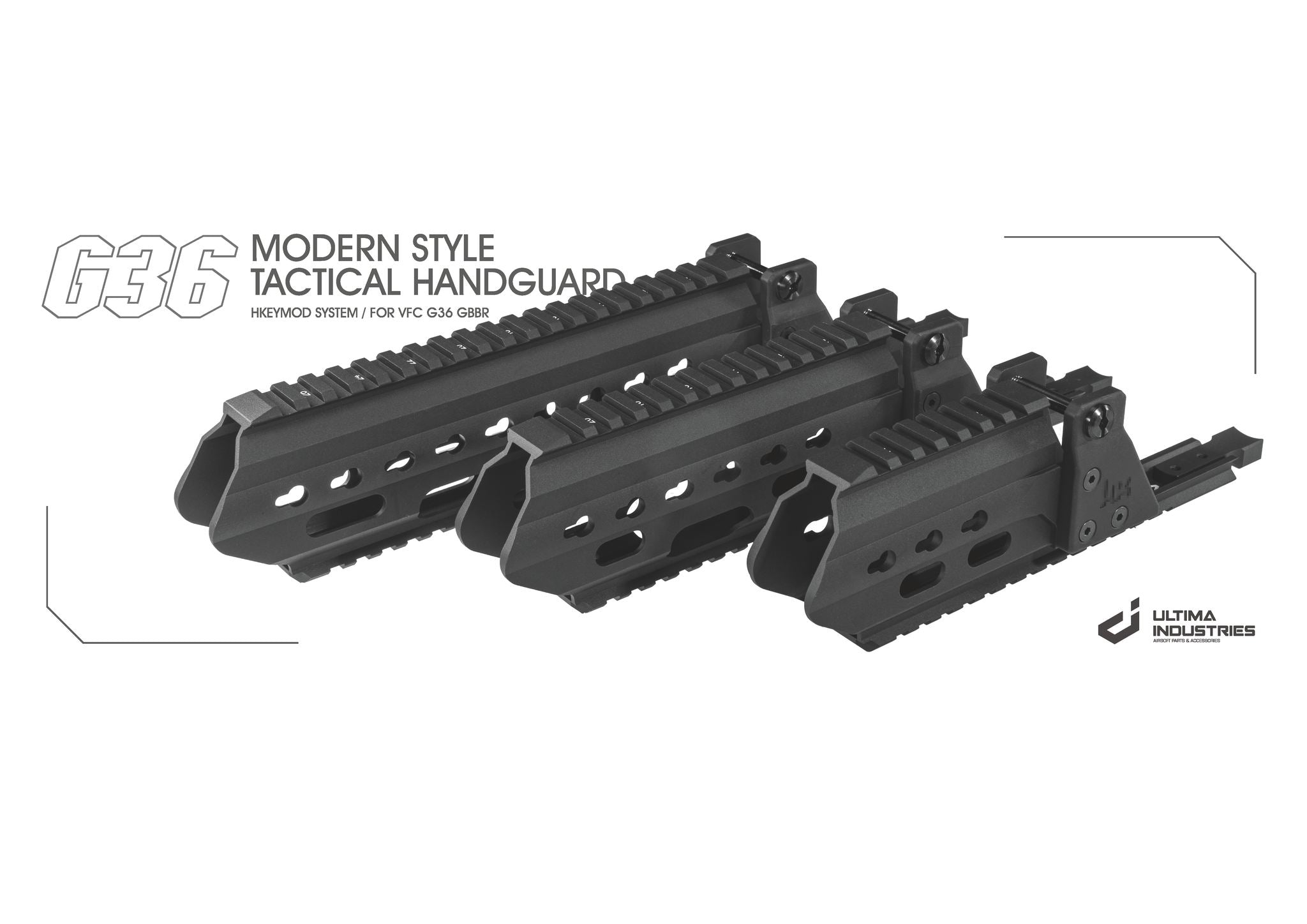 Ultima Industries G36 Modern Style HKey Tactical Handguard Rail For Umarex / VFC G36 GBB -Compact 231mm-RAL8000 ( Green Brown )