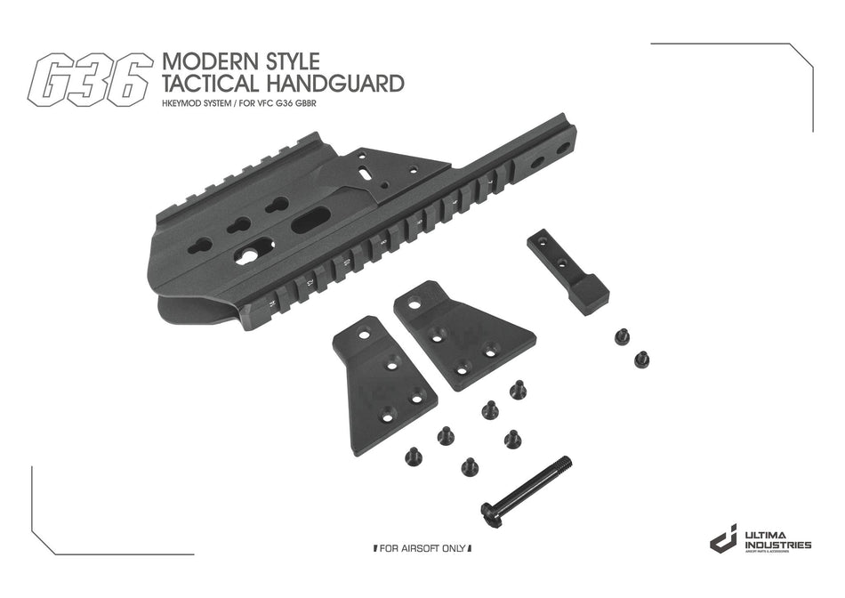 Ultima Industries G36 Modern Style HKey Tactical Handguard Rail For Umarex / VFC G36 GBB -Compact 231mm-RAL8000 ( Green Brown )