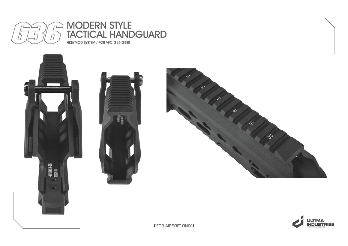 Ultima Industries G36 Modern Style HKey Tactical Handguard Rail For Umarex / VFC G36 GBB -Compact 231mm-RAL8000 ( Green Brown )