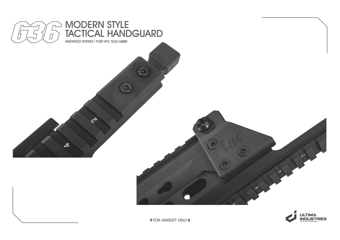 Ultima Industries G36 Modern Style HKey Tactical Handguard Rail For Umarex / VFC G36 GBB -Compact 231mm-RAL8000 ( Green Brown )