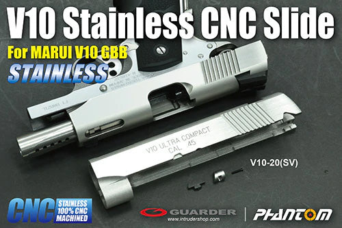 Guarder Stainless Steel CNC Slide for Marui TM V10 GBB Series ( Silver )