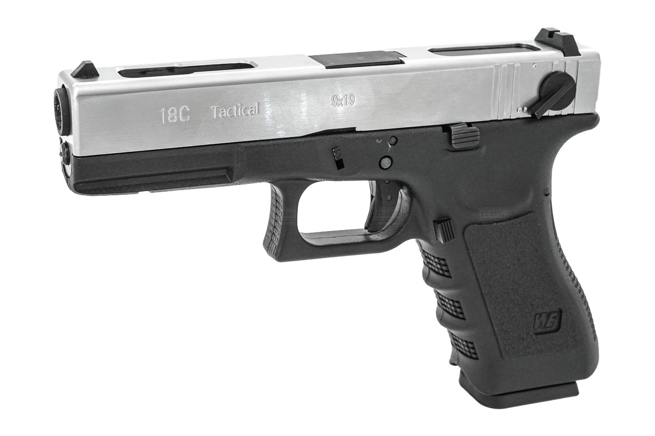 WE Model 18C G3 Metal Slide GBB Pistol ( SV ) ( SV Metal Slide, Black Frame )