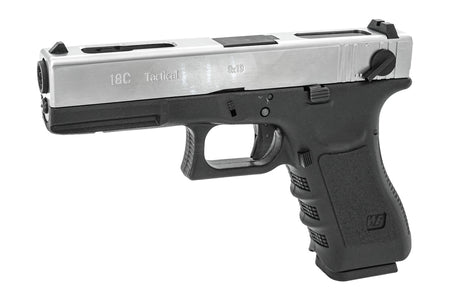 WE Model 18C G3 Metal Slide GBB Pistol ( SV ) ( SV Metal Slide, Black Frame )