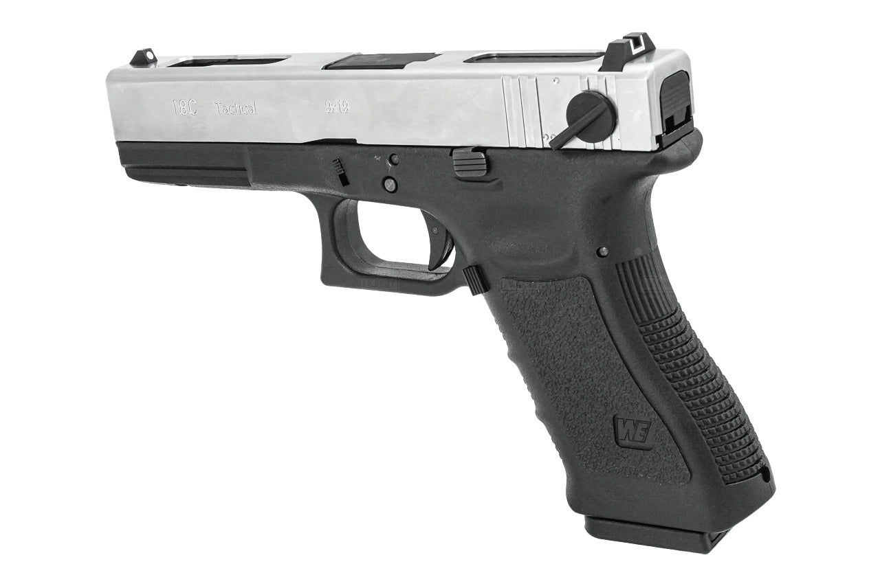 WE Model 18C G3 Metal Slide GBB Pistol ( SV ) ( SV Metal Slide, Black Frame )
