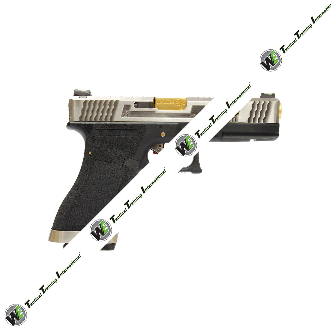 WE Model 17 T3 Silver Metal Slide Gold Barrel GBB Pistol ( Black )
