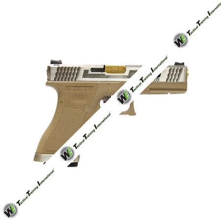 WE Model 17 T4 Silver Metal Slide Gold Barrel GBB Pistol ( Tan )