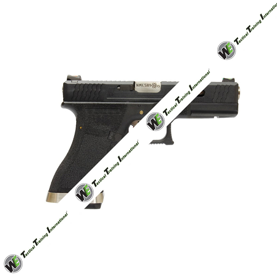 WE Model 17 T5 Black Metal Slide Silver Barrel GBB Pistol ( Black )