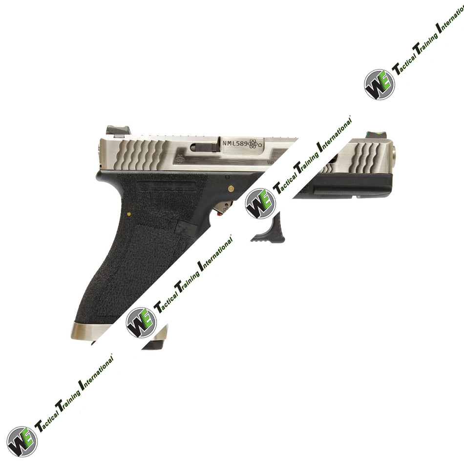 WE Model 18C T7 Silver Metal Slide Silver Barrel GBB Pistol ( Black )