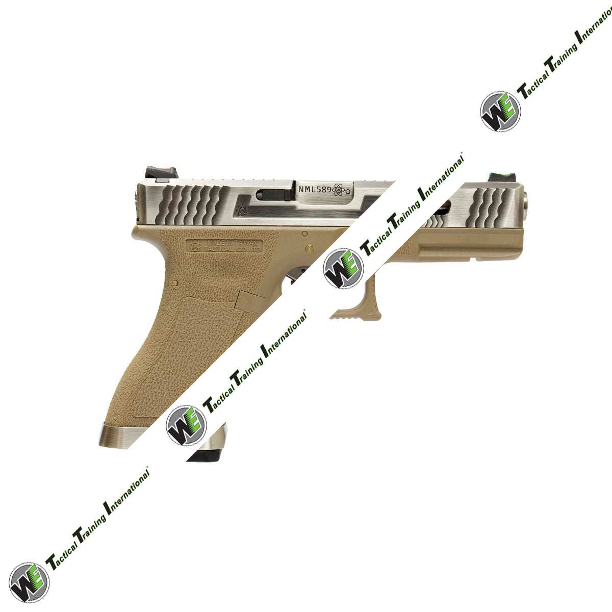 WE Model 18C T8 Silver Metal Slide Silver Barrel GBB Pistol ( Tan )