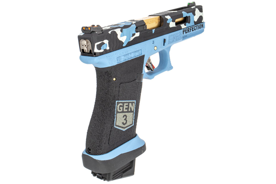 WE Secret Camo Blue Ver Metal Slide GBB Pistol Airsoft ( Semi-Auto / Full Auto )